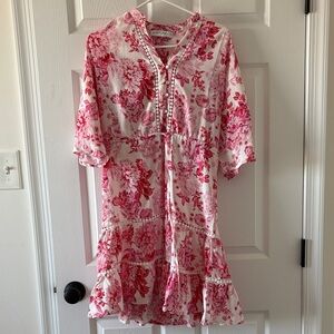 Petal and Pup Floral Pink and White Dress